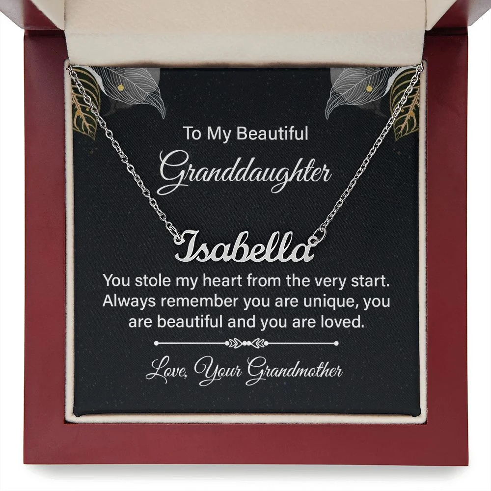 To My Granddaughter You Stole My Heart Personalized Name Necklace Stainless St